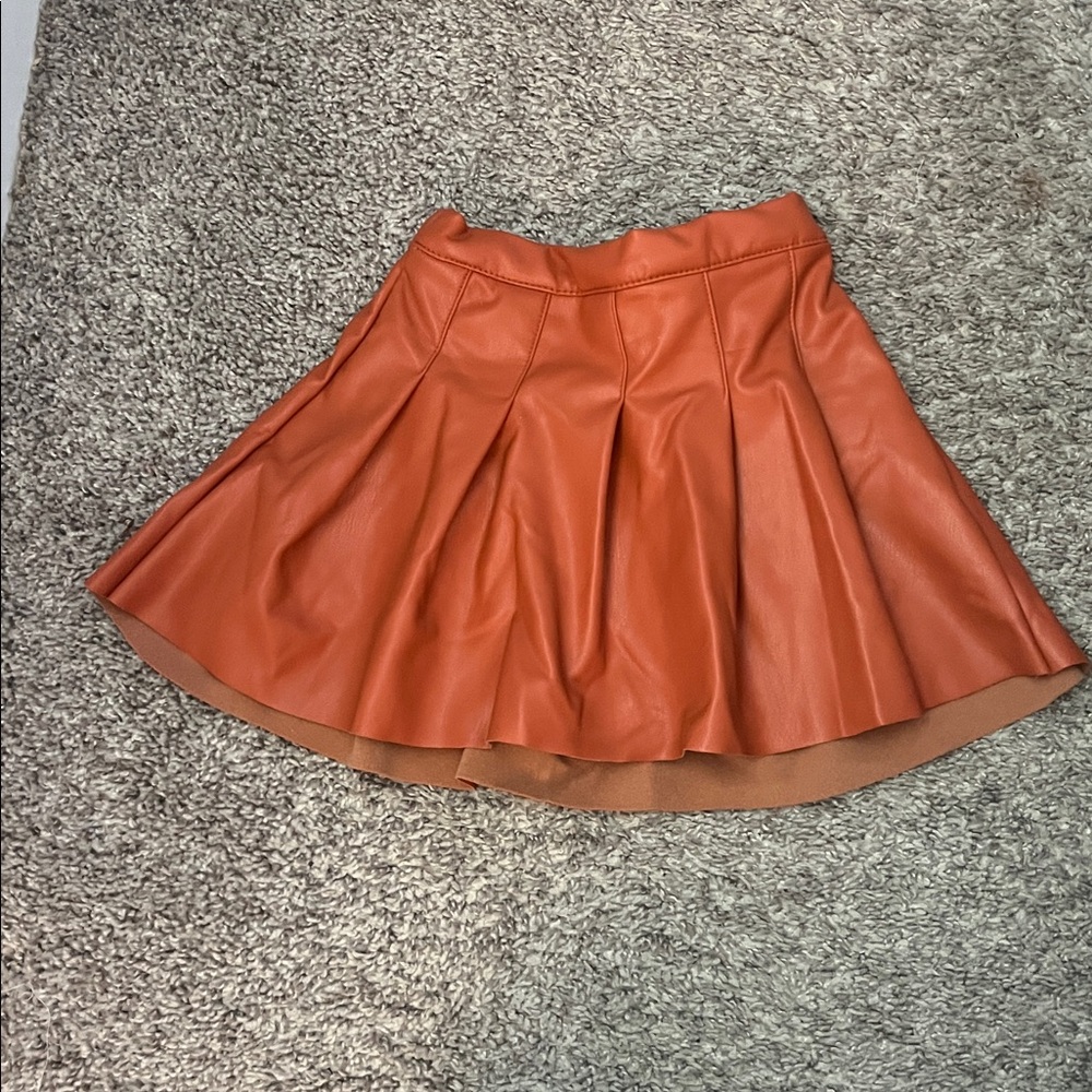 Wonder Nation camel brown Faux Leather Skirt pleated size 2t